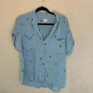 A New Day fruit shirt sz XL preppy summer lightweight resort wear Beachy *flaw